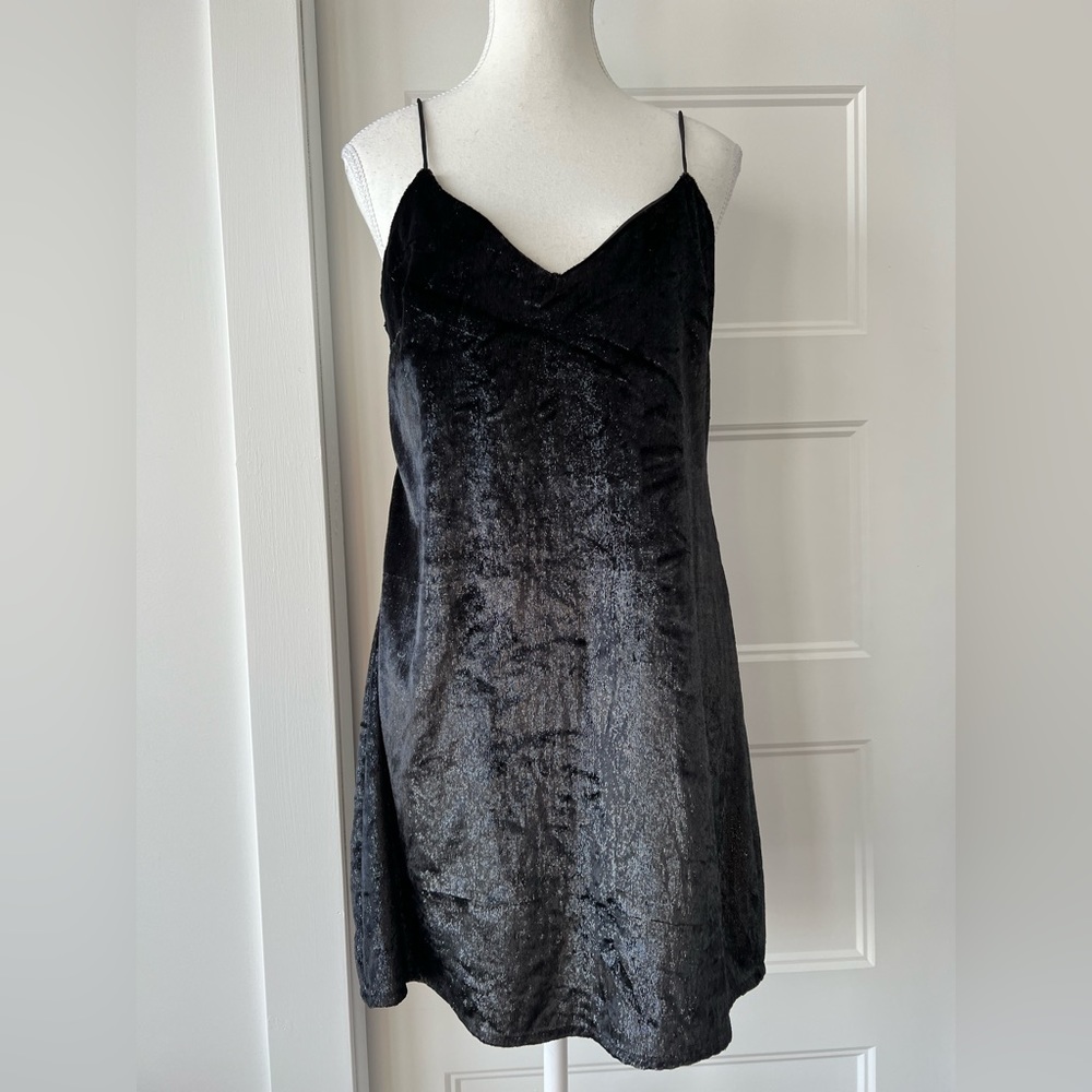 Topshop mini sparkly velvet black dress size 4 women